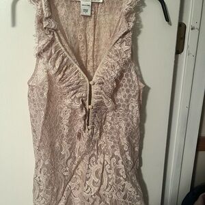 Diane Von Furstenberg Blush Lace Ruffle Blouse